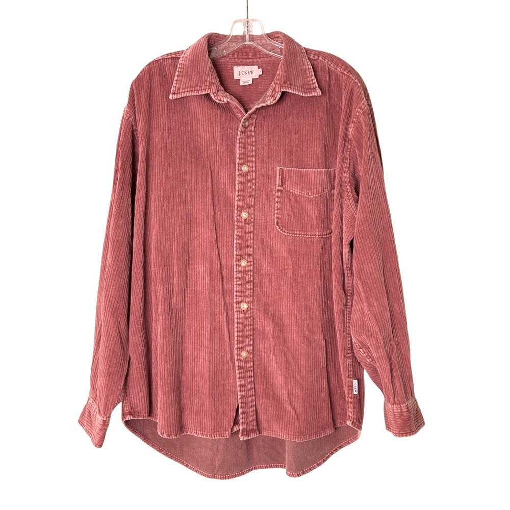 J Crew Corduroy Button Up Shirt Jacket Shacket Mauve Wide‎ Wale Oversized Size L